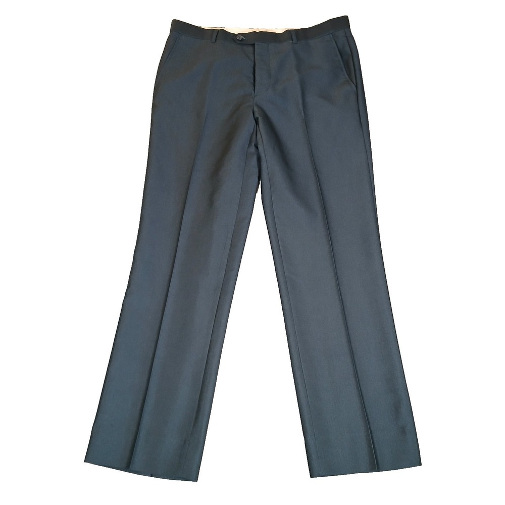 GIOVANNI TESTI Mens Silm Fit Navy Dress Pants Flat Front Trouser Size 36R